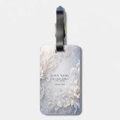 Weiße Flora Geblüht Gepäckmarke Gepäckanhänger (Rückseite vertikal)