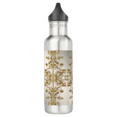 Weiße Flora Gold Verziertes Wasser Flasche Edelstahlflasche (Links)