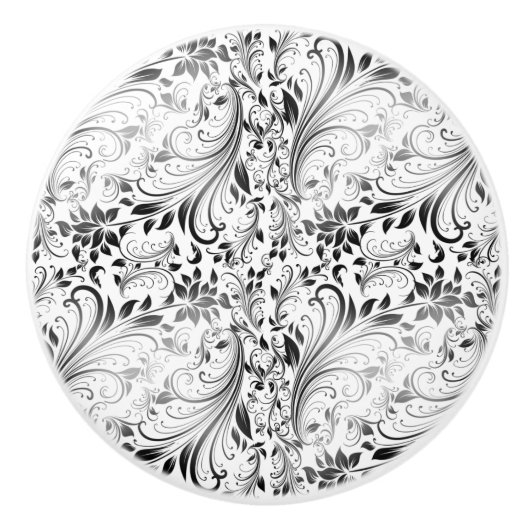 Weiße Flora Keramikknauf (Vorderseite)