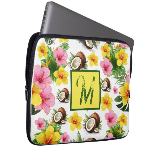 Weiße Flora Laptopschutzhülle (Vorne Rechts)