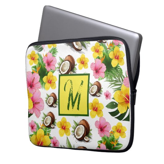 Weiße Flora Laptopschutzhülle (Vorderseite Links)