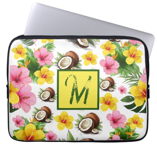 Weiße Flora Laptopschutzhülle (Vorderseite)