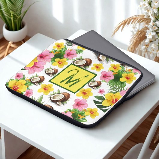 Weiße Flora Laptopschutzhülle