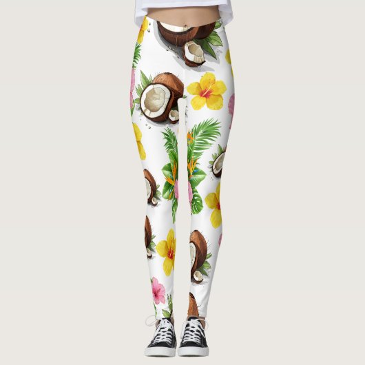 Weiße Flora Leggings (Vorderseite)
