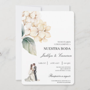 Weiße Flora mit Ringspanischer Hochzeit Einladung