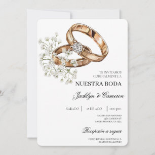 Weiße Flora mit Ringspanischer Hochzeit Einladung