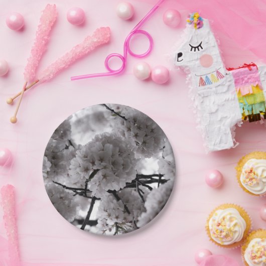 Weiße Flora Pappteller (Party)