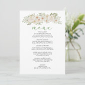 Weiße Flora Romantisches Hochzeitsmenü Menükarte (Stehend Vorderseite)