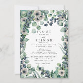 Weiße Flora Rustikaler Elopement Empfang Einladung (Vorderseite)