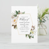 Weiße Flora Rustikales Foto für Hochzeiten im Stal Einladung (Stehend Vorderseite)