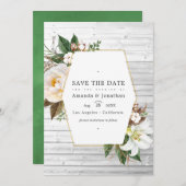 Weiße Flora Rustikales Foto für Hochzeiten im Stal Save The Date (Vorne/Hinten)