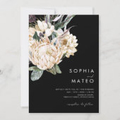 Weiße Flora | Schwarz in einer Hochzeitseinladung Einladung (Vorderseite)