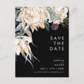 Weiße Flora | Schwarzes Foto Save the Date Postkar Einladungspostkarte (Vorderseite)