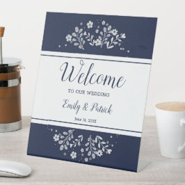 Weiße Flora Sockelschild