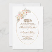 Weiße Flora und einfache Rahmen islamische Hochzei Einladung (Vorderseite)