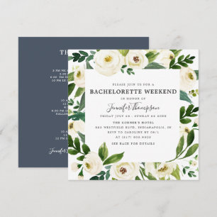 Weiße Flora und Fauna Bachelorette Einladung