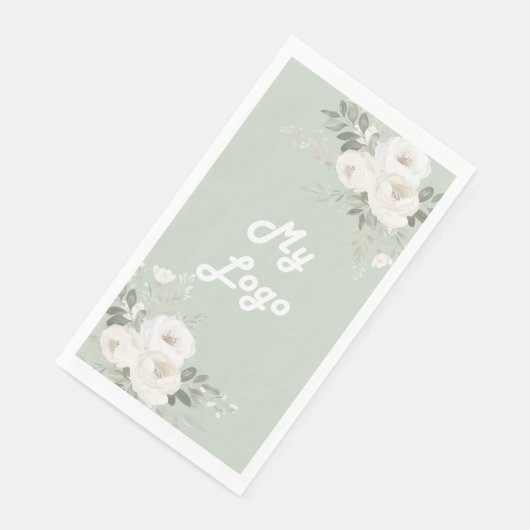 Weiße Flora und Fauna - Logo Serviette (Ecke)