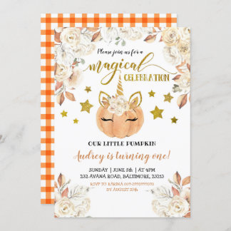 Weiße Flora Unicorn Kürbis macht einen Einladung