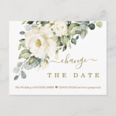 Weiße Flora verändert das Datum der Hochzeit versc Postkarte (Vorderseite)