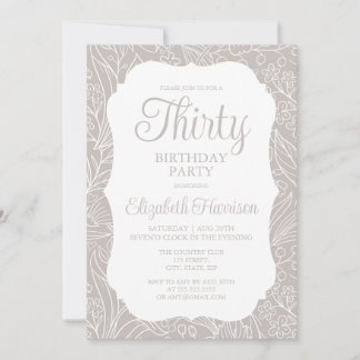 Weiße Flora Weibliche 30. Geburtstagsfrau Party Einladung