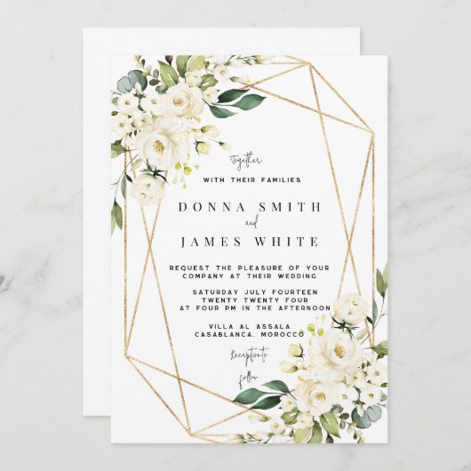 Weiße Flora | White Hydrangea Einladung (Vorne/Hinten)