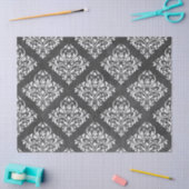 Weiße Floral Damask auf Grau Decoupage Seidenpapier (Basteln)