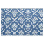 Weiße Floral Damaskus Custom Blue Background Stoff (Fat Quarter (45,7 x 55,9 cm))