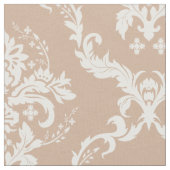 Weiße Floral Damaskus Custom Tan Background Stoff (Nahaufnahme)