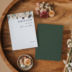 Weiße Floral Dunkelgrüne Hochzeitsratgeberkarte Hinweiskarte