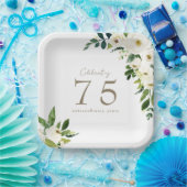 Weiße Floral Geburtstag Pappteller (Party)