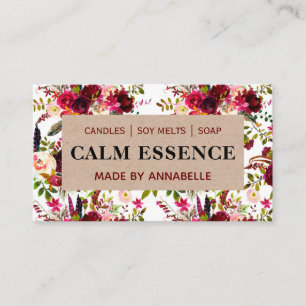 Weiße Floral Kraft Handgefertigte Kerze Sockel Se Visitenkarte