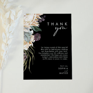 Weiße Floral Schwarze Dankeskarten für den Empfa Postkarte