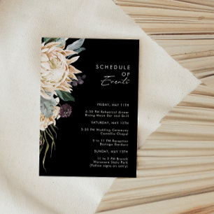 Weiße Floral Schwarzer Zeitplan Begleitkarte