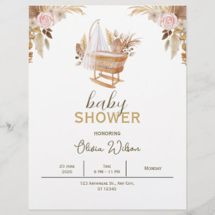 Weiße florale Babyparty-Wasserfarbe Briefkopf