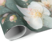 Weiße florale Brunch-Wasserfarbe Geschenkpapier (Rolleneckpunkt)