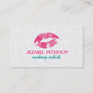 Weiße florale Damast-Makeup-Artist-Gestaltung Visitenkarte