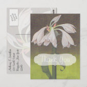 Weiße Florale Danke Postkarte (Vorne/Hinten)