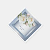 Weiße florale elegante blaue Grau Serviette (Ecke)