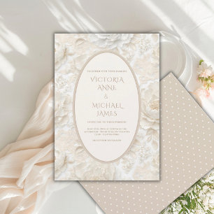 Weiße, florale, elegante Vintage-Hochzeitseinladun Einladung