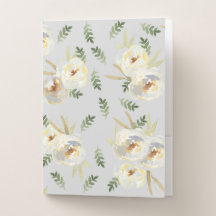 Weiße, florale graue Hintergrundspeicherordner