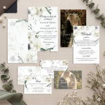 Weiße Florale Grünpflanzen Botanische Hochzeitsein