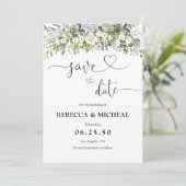 Weiße Florale Hochzeit - Termin vormerken Save The Date (Stehend Vorderseite)