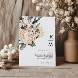 Weiße florale Monogramm-Hochzeit Einladung