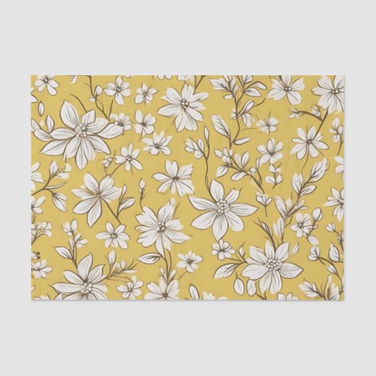Weiße, florale Muster Elegant Seidenpapier (Vorderseite)