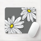 Weiße, florale Muster in gelbem Grau Mousepad (Mit Mouse)