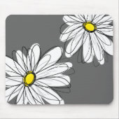Weiße, florale Muster in gelbem Grau Mousepad (Vorne)