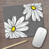 Weiße, florale Muster in gelbem Grau
