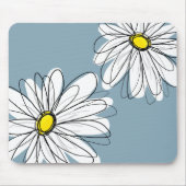 Weiße, florale Muster in gelbgraublau Mousepad (Vorne)