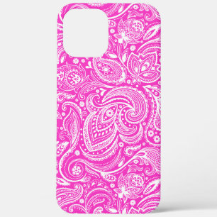 Weiße florale Paisley-Muster auf heißem Rosa Case-Mate iPhone Hülle