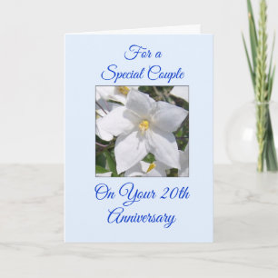 Weiße florale personalisierte 20. Hochzeitsjubiläu Karte